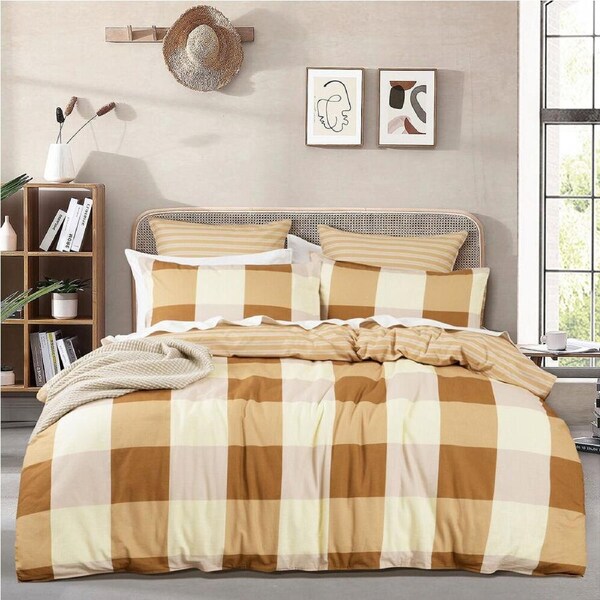 Renee Taylor 300 TC Cotton Reversible Euro Pillowcase Cover Berlin Checks
