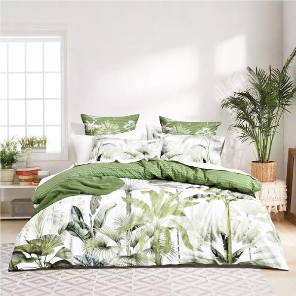 Renee Taylor 300 TC Cotton Reversible Euro Pillowcase Cover Noosa Palm