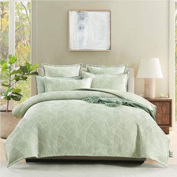 Renee Taylor Woods Jacquard European Bedroom Pillowcase/Cover 65x65cm Sage