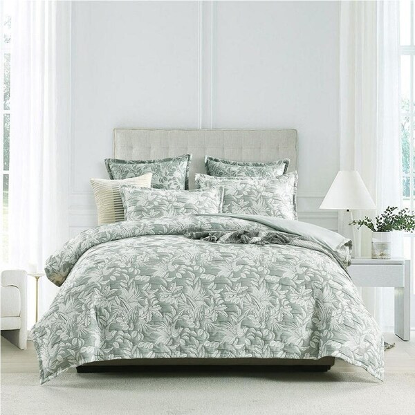 Renee Taylor Indiana Jacquard Euro Bedroom Pillowcase/Cover 65x65cm Fern