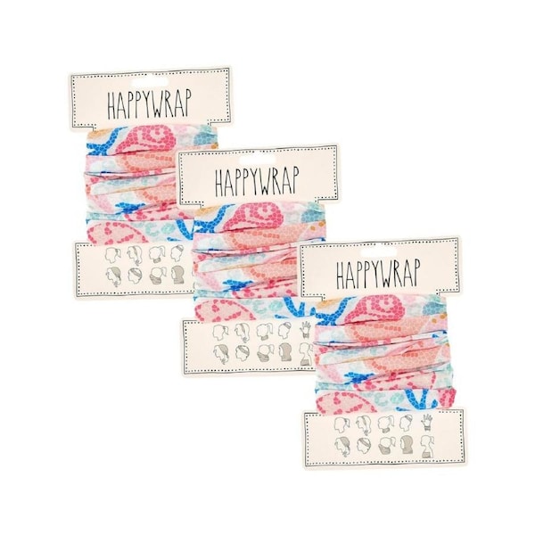 3PK Annabel Trends Happywrap Womens Multipurpose Bandana 50x25cm Shelly Beach