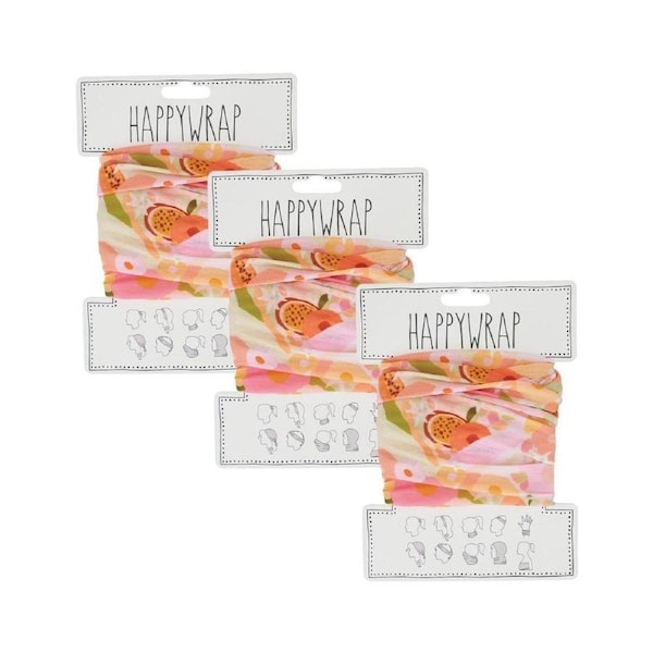 3PK Annabel Trends Happywrap Womens Multipurpose Bandana 50x25cm Tutti Fruitti