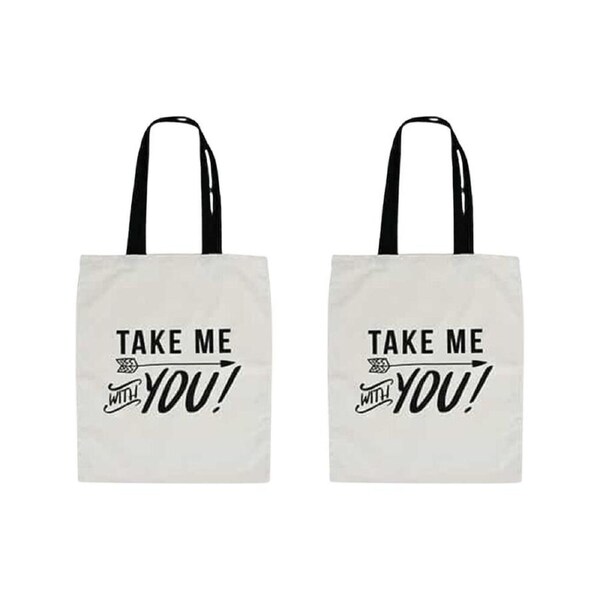 2PK Annabel Trends Cotton Womens Canvas Hand/Tote Bag 45x40cm Take Me With You