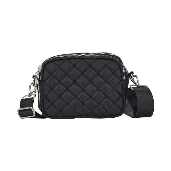 Annabel Trends AT Travel Quilted 3-Zip Crossbody Sling Bag 18x14cm Black