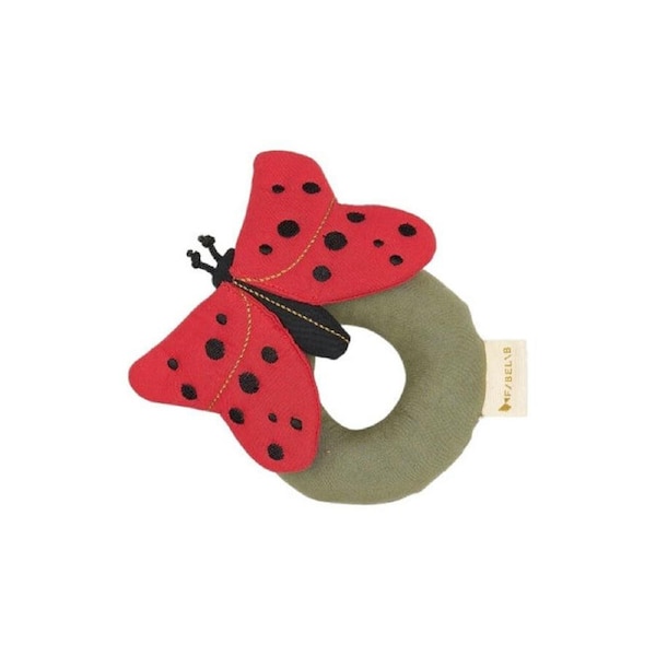Fabelab Organic Cotton Baby/Infant Ladybug Rattle Soft Toy Mars Red 0y+