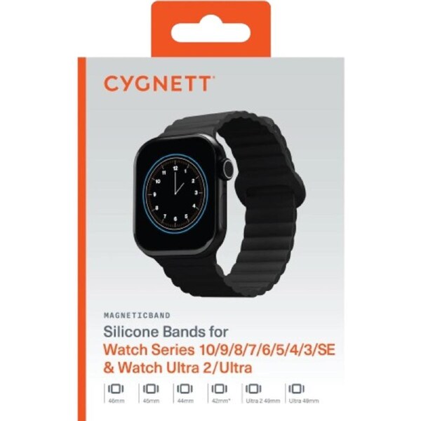 Cygnett Magnetic Band for Apple Watch 3/4/5/6/7/8/9/10/SE [42/44/45/46mm] Ultra 1-2 49mm (Black)