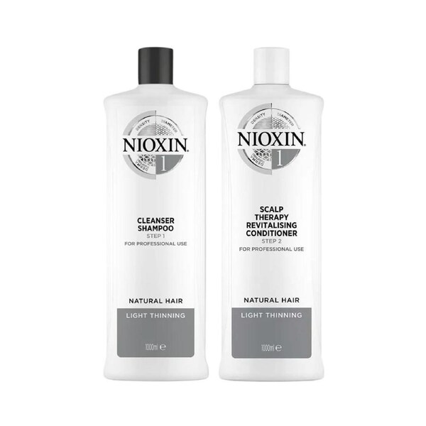 Nioxin System 1 Cleanser Shampoo and Revitalising Conditioner 1 Litre/1000mL Duo