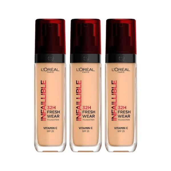 3 x L'Oreal Paris Infaillible 32H Fresh Wear Liquid Foundation 30mL - 140