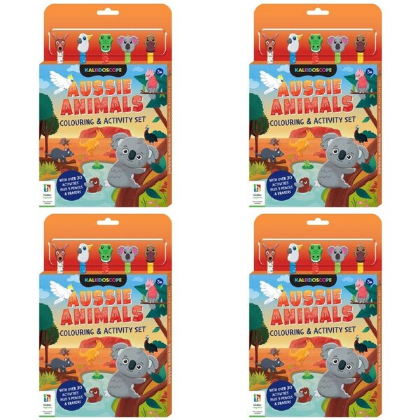 4PK Kaleidoscope Aussie Animals Colouring & Activity Art Set Kids/Children 3y+