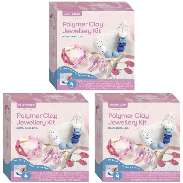 3PK Craft Maker 24-pg Book Polymer Clay Jewellery DIY Creative Art Activity Kit