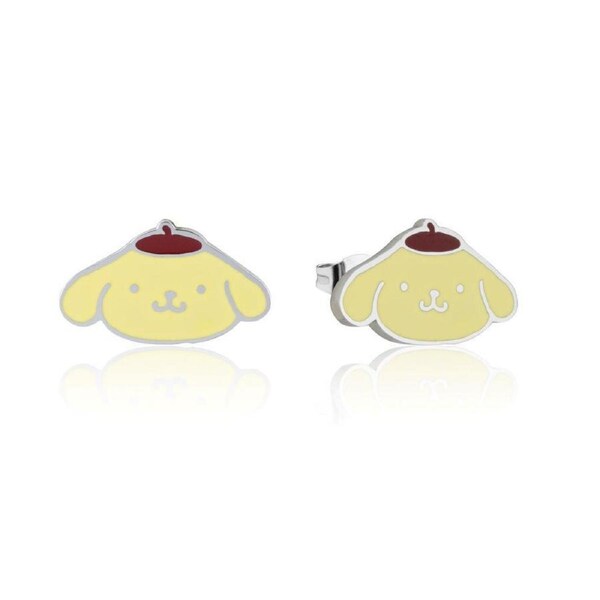 Couture Kingdom ECC Sanrio Hello Kitty Pompompurin Stud Earrings 12mm Silver