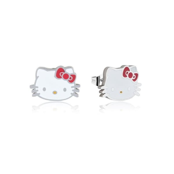 Couture Kingdom ECC Sanrio Hello Kitty Head Enamel Stud Earrings 12mm Silver