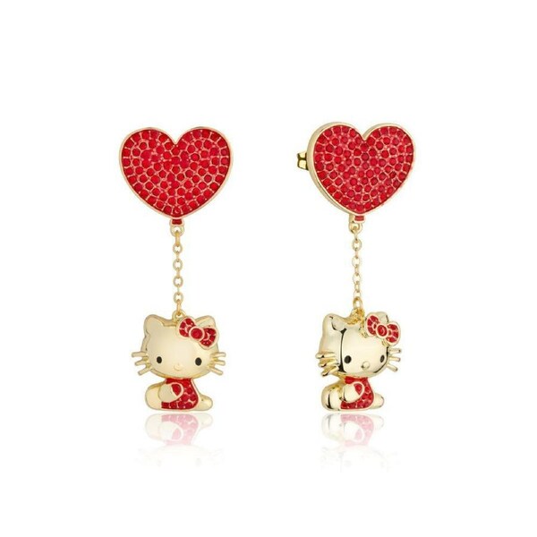 Couture Kingdom Sanrio Hello Kitty Love Drop Earrings Accessory 6cm Gold