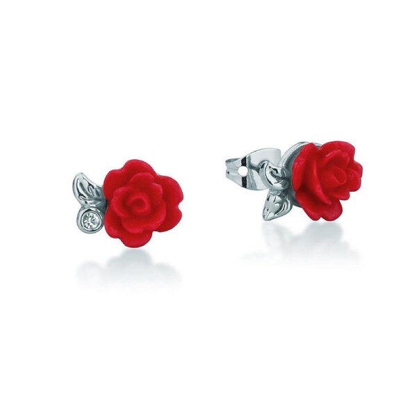 Couture Kingdom Disney Enchanted Rose Stud Earrings Fashion Accessory Silver