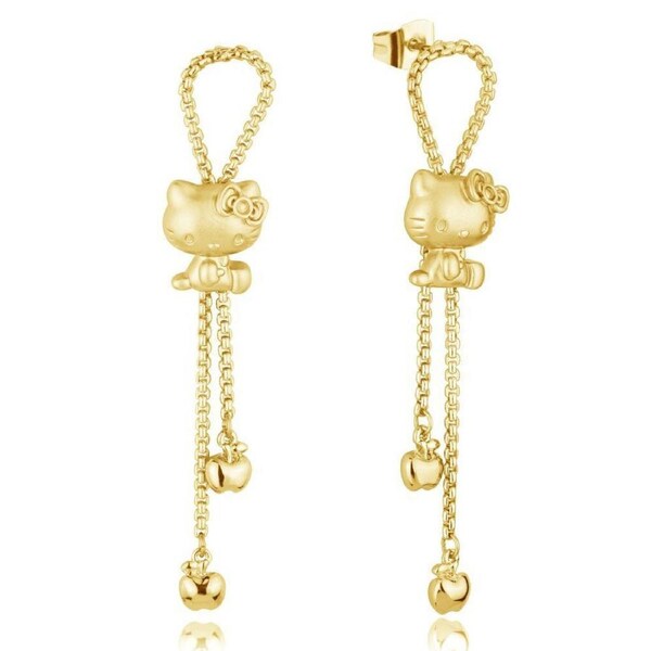 Couture Kingdom Sanrio Hello Kitty Apple Drop Earrings Accessory 7cm Gold