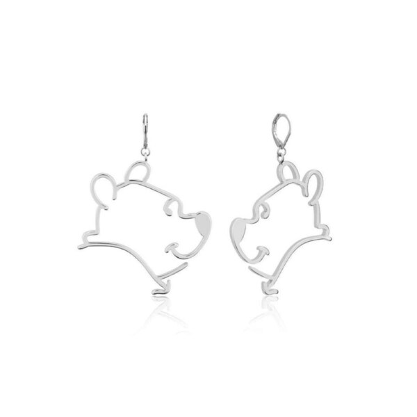 Couture Kingdom Disney Winnie The Pooh Outline Drop Earrings 6cm Silver