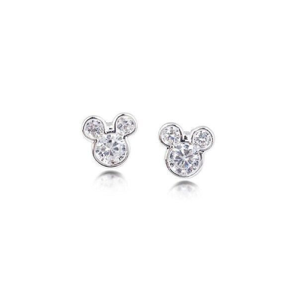 Couture Kingdom Disney Mickey Mouse Crystal Stud Earrings Accessory 8mm Silver