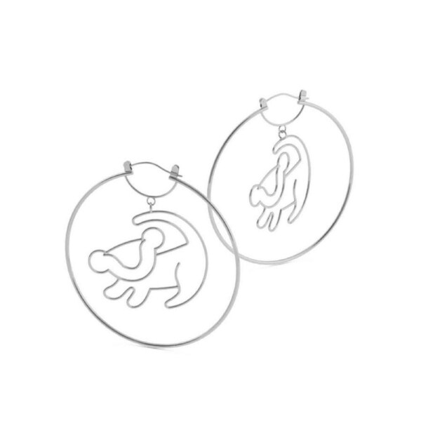 Couture Kingdom Disney The Lion King Simba Outline Hoop Earrings 4cm Silver