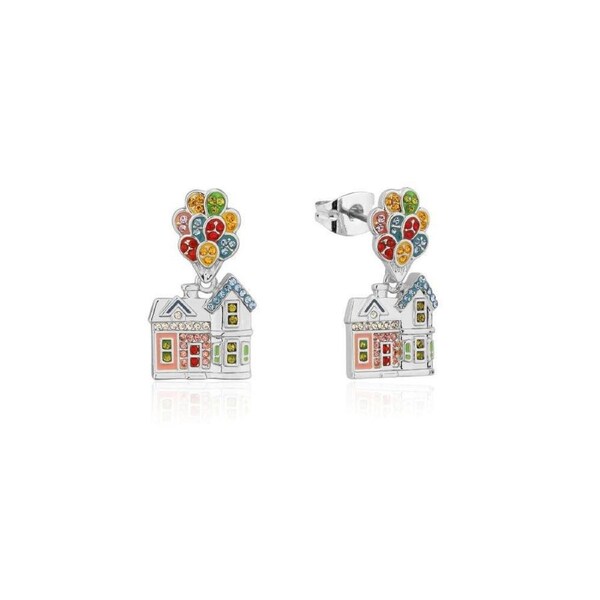 Couture Kingdom Disney Pixar Up House Crystal Stud Drop Earrings 30mm Silver