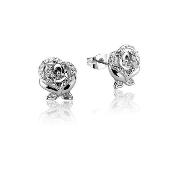 Couture Kingdom Disney Beauty & The Beast Enchanted Rose Crystal Stud Silver