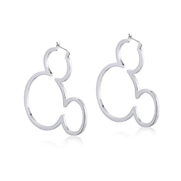 Couture Kingdom Disney Mickey Mouse Outline Hoop Earrings Accessory 6cm Silver