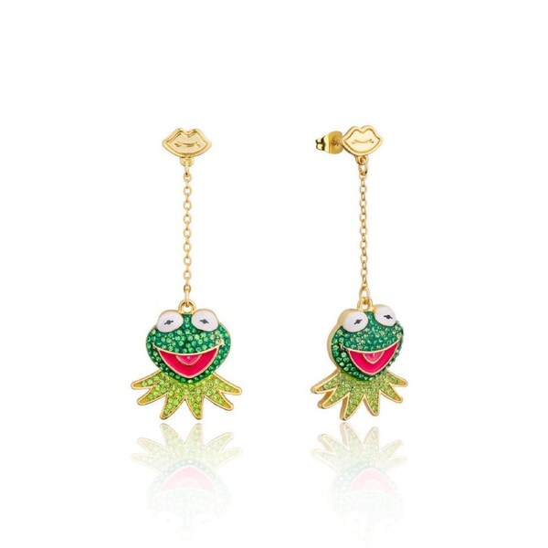 Couture Kingdom Disney The Muppets Kermit The Frog Crystal Drop Earrings Gold