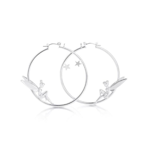 Couture Kingdom Disney Peter Pan Tinker Bell Hoops Fashion Earrings 5cm Silver
