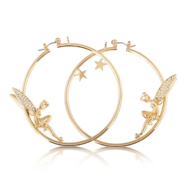 Couture Kingdom Disney Peter Pan Tinker Bell Hoops Fashion Earrings 5cm Gold