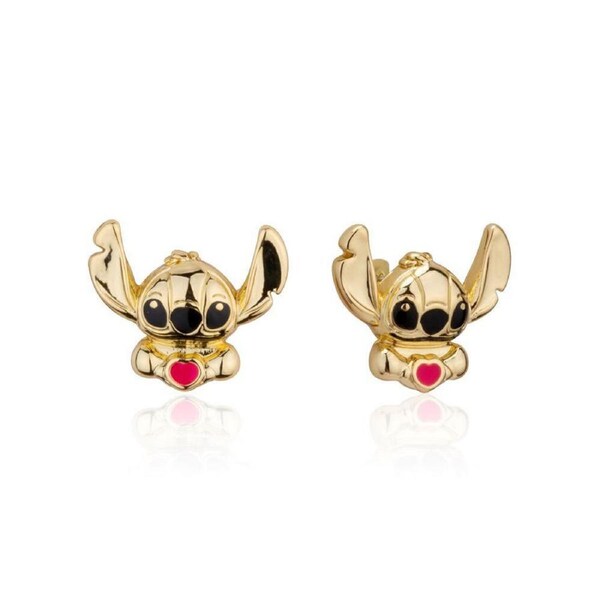 Couture Kingdom Disney Lilo and Stitch Love Heart Stud Earrings Accessory Gold