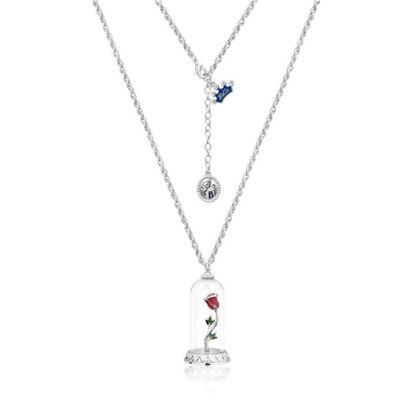 Couture Kingdom Disney Beauty & The Beast Enchanted Rose Necklace Silver