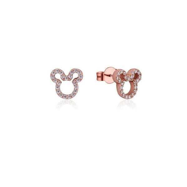 Couture Kingdom Disney Mickey Mouse Outline Stud Earrings 10mm Rose Gold