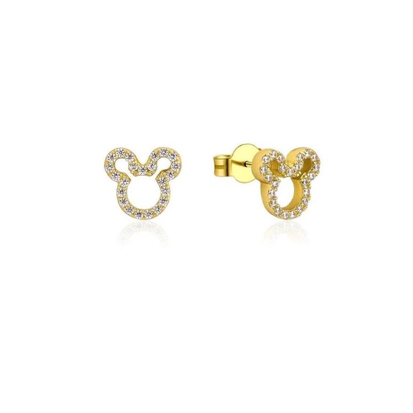 Couture Kingdom Disney Mickey Mouse Outline Fashion Stud Earrings 10mm Gold