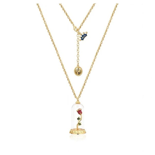 Couture Kingdom Disney Beauty & The Beast Enchanted Rose Fashion Necklace Gold