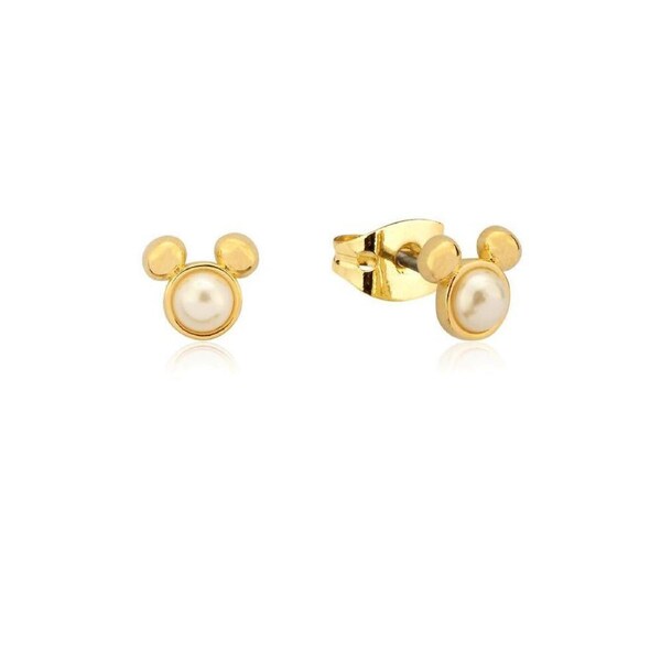 Couture Kingdom Disney Mickey Mouse Pearl Fashion Stud Earrings 9mm Gold