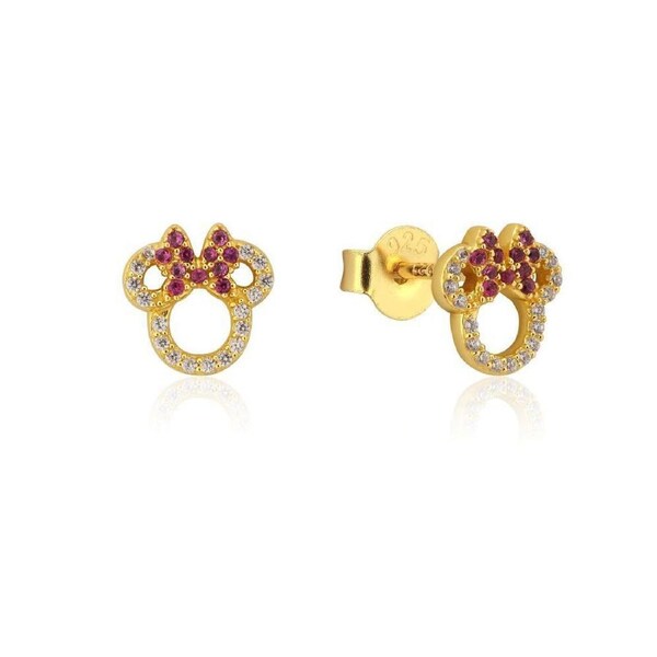 Couture Kingdom Disney Minnie Mouse Red Crystal Stones Stud Earrings 10mm Gold