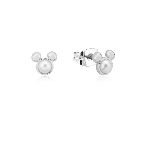Couture Kingdom Disney Mickey Mouse Pearl Fashion Stud Earrings 9mm Silver