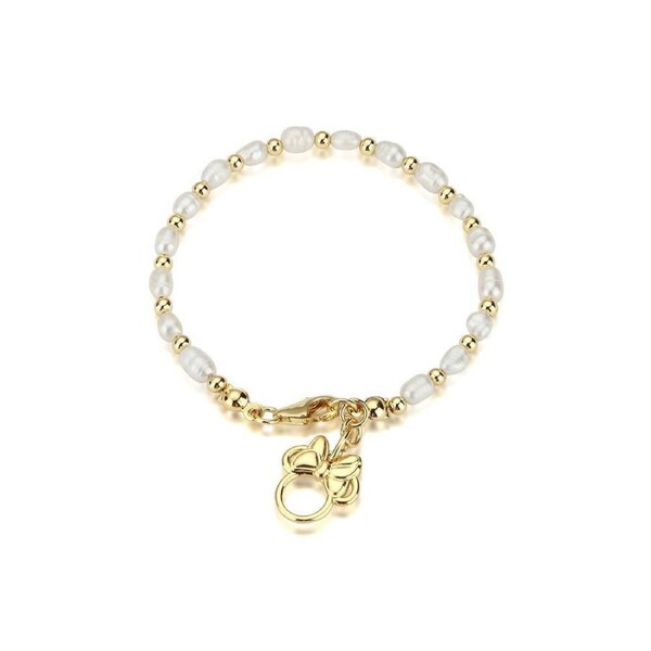 Couture Kingdom Disney Minnie Mouse Womens Fashion Pearl Bracelet 19cm Gold