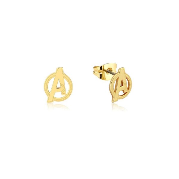 Couture Kingdom Sterling Silver Marvel Avengers Stud Earrings 10mm Pair Gold