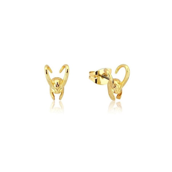 Couture Kingdom Sterling Silver Marvel Loki Stud Earrings 10mm Pair Gold