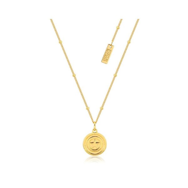 Couture Kingdom 925 Sterling Silver Marvel Captain America Necklace Gold