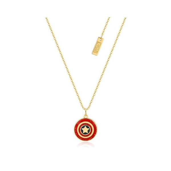 Couture Kingdom Sterling Silver Captain America Enamel Shield Necklace Gold