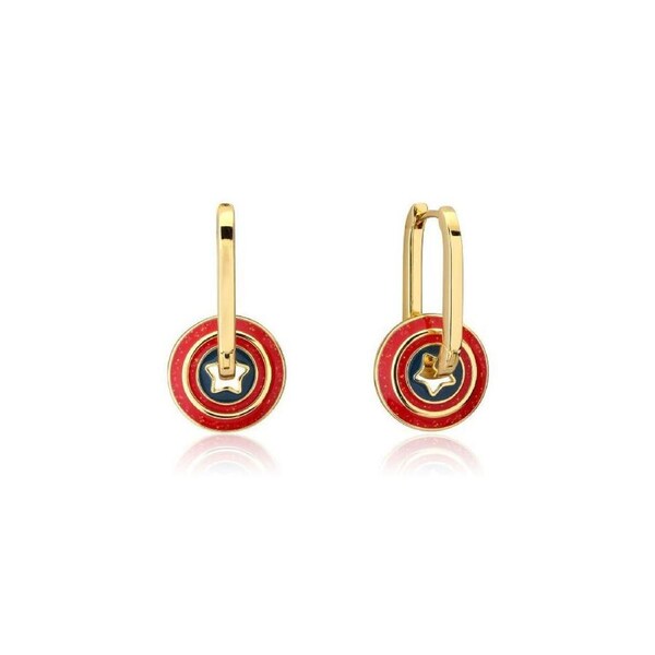 Couture Kingdom Marvel Captain America Womens Fashion Drop Earrings 3cm Gold