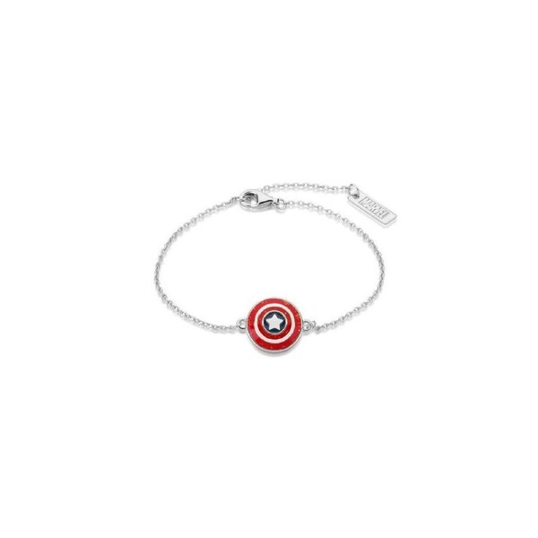 Couture Kingdom Sterling Silver Marvel Captain America Enamel Bracelet Silver