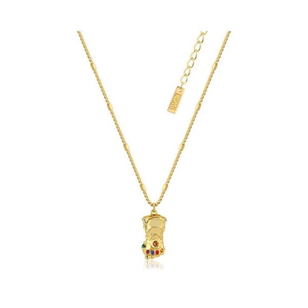 Couture Kingdom Marvel Infinity Gauntlet Womens 14K Crystal Necklace Gold