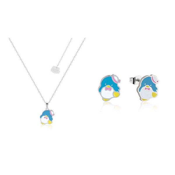Couture Kingdom Sanrio Tuxedo Sam Necklace 47cm & Stud Earrings 12mm Set Silver