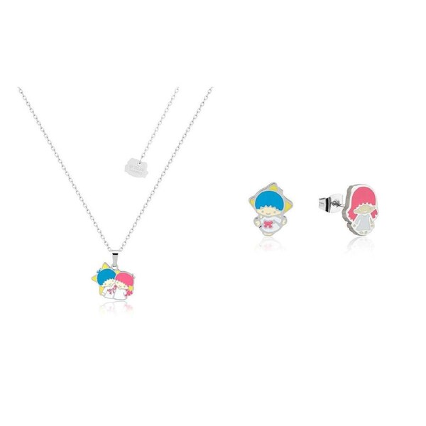 Couture Kingdom Sanrio Little Twin Stars Necklace & Stud Earrings Set Silver