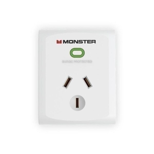 Monster Single Socket Surge Protector - White