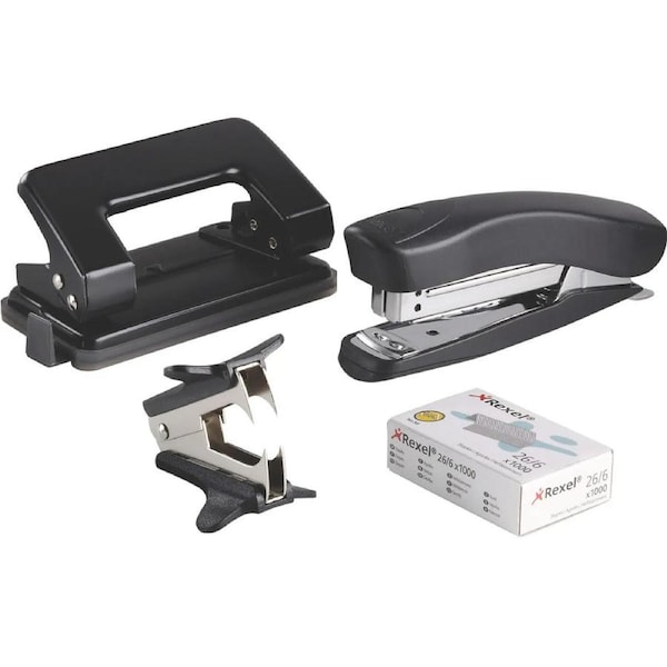 Rexel Stapler Hole Punch Staples Remover Combo Bundle Kit