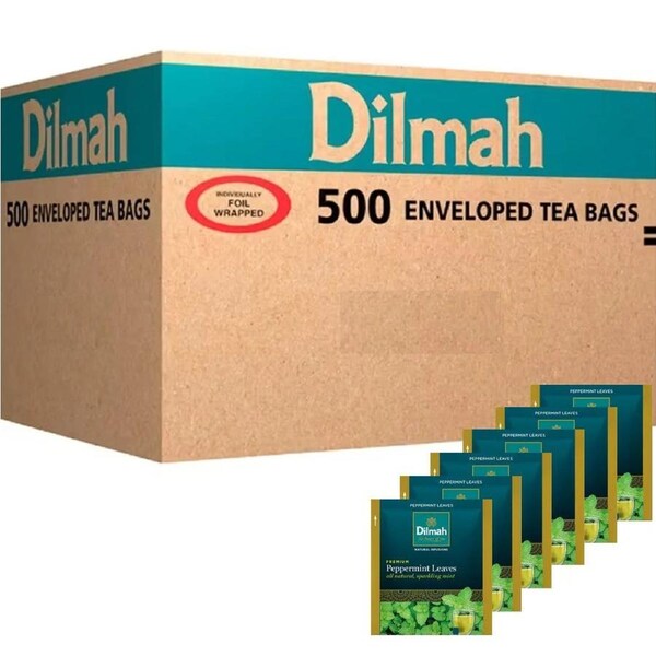 Dilmah Premium Peppermint Individually Wrapped Tea Bags Envelope Packs Box 500