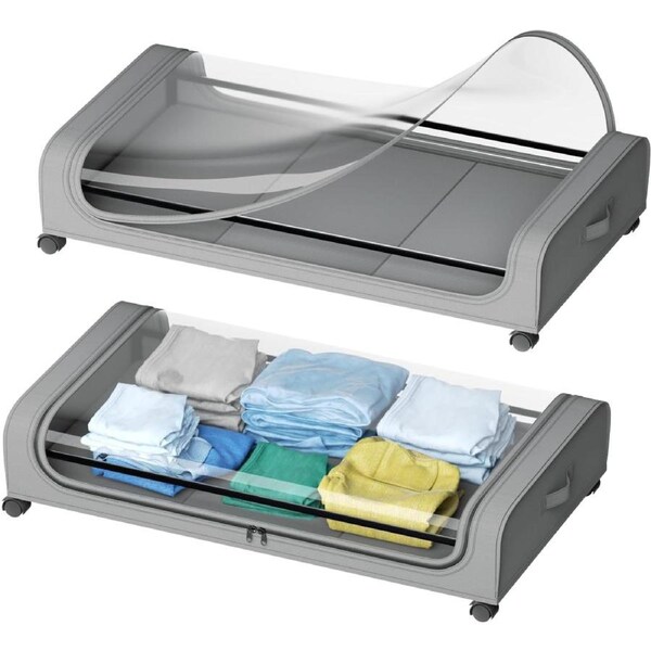 CARLA HOME XXL Under Bed Rolling Storage Containers with 50L Large Capacity and Wheels